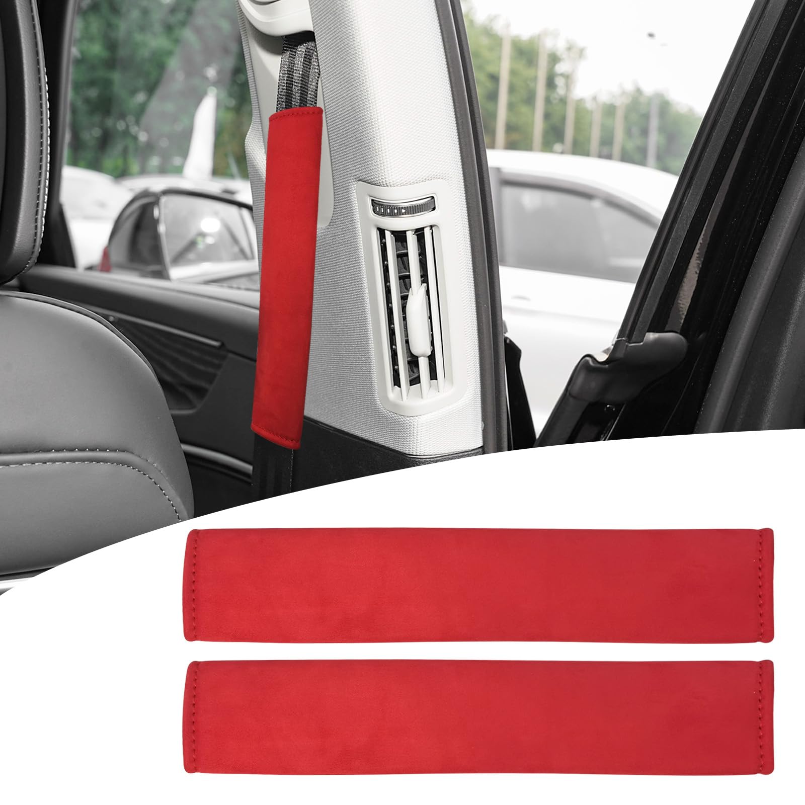 Paquete de 2 almohadillas universales para cinturón de seguridad de coche, funda suave para cinturón de seguridad para hombro, almohadilla para cuello, protector de correa de seguridad para