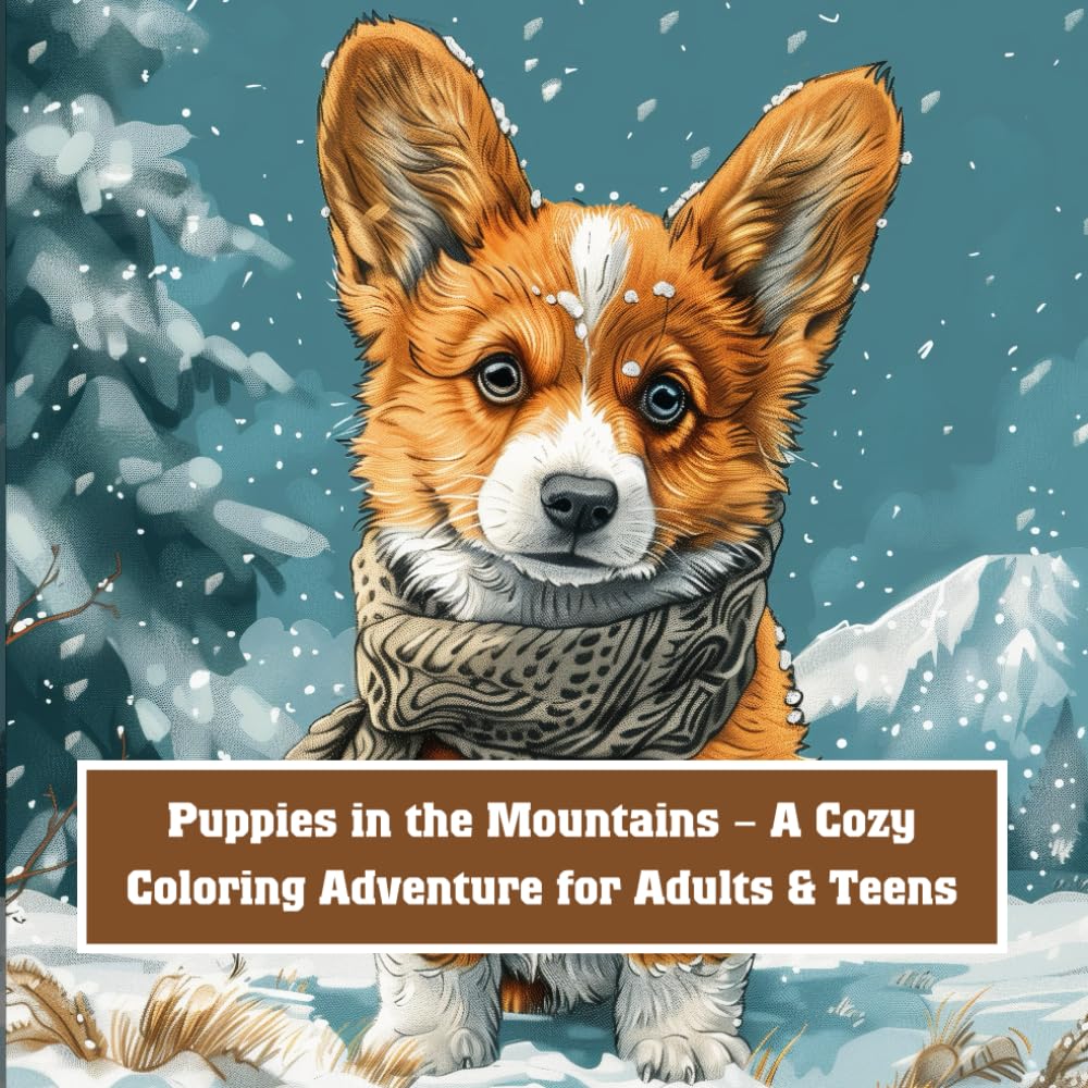 Puppies in the Mountains – A Cozy Coloring Adventure for Adults & Teens: 40 Relaxing Outdoor Puppy Scenes with Cabins, Campfires & Scenic Views (Puppy Day Out Series)