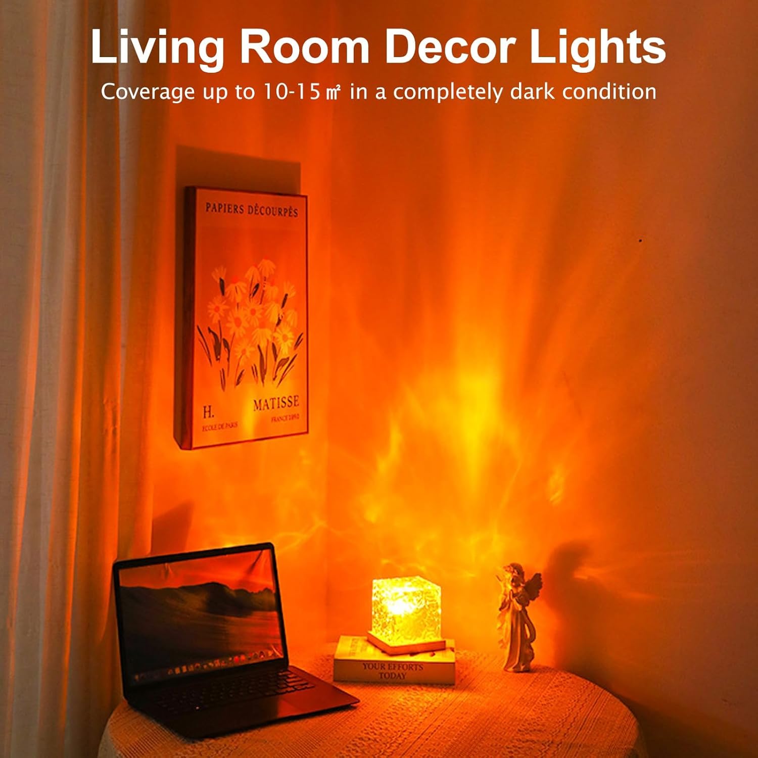 Northern Lights Ocean Wave Projector Light, Galaxy Light Projector, 16 Colors Gradual Rotating Flame Water Ripple Ambient Night Light Non-Wood for Bedroom, Room Decor, Kids Room (Plug-in)