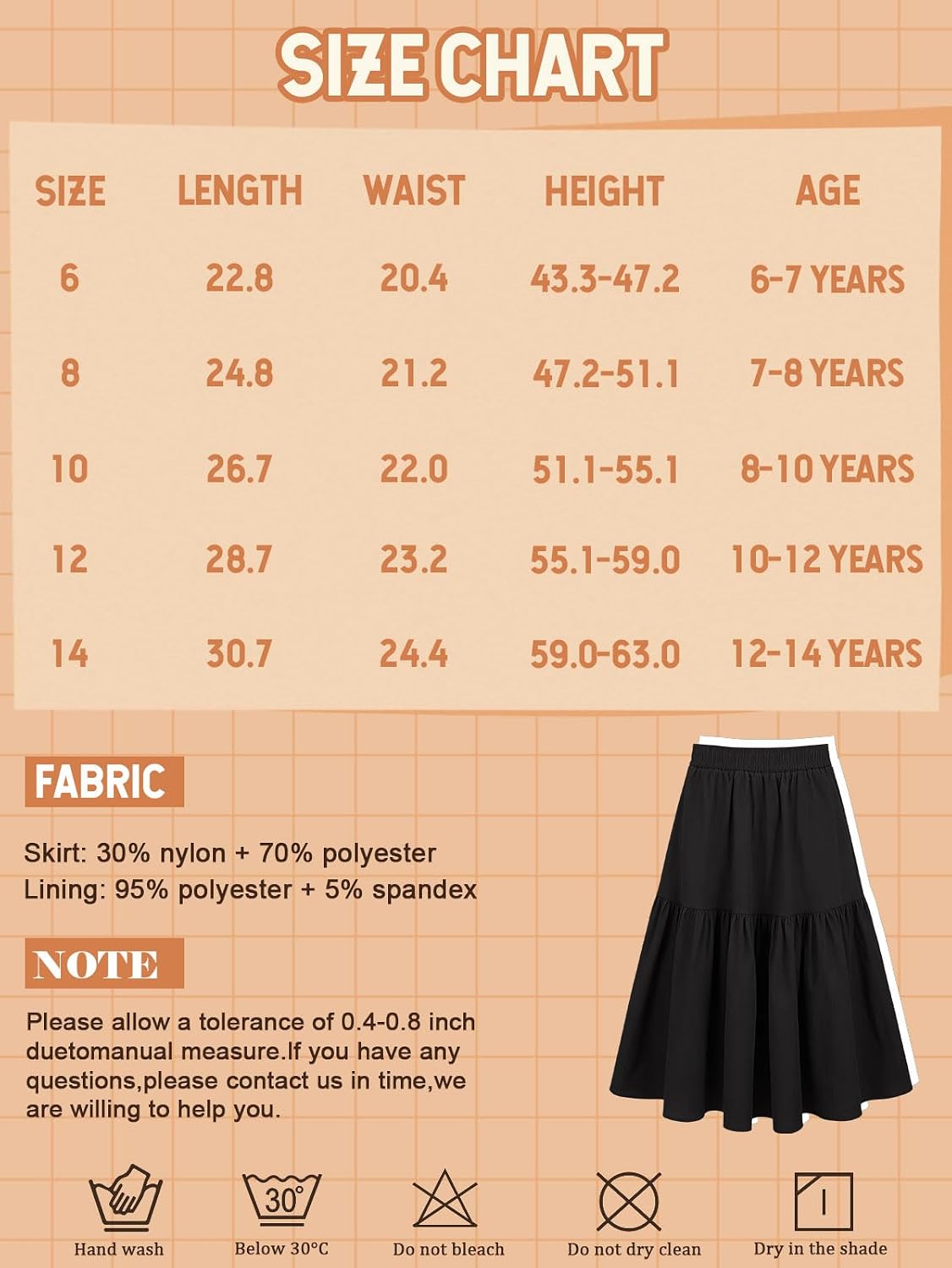 Girls Maxi Skirt with Pockets A-Line Long Skirt Casual Summer Skirts 6-14Y