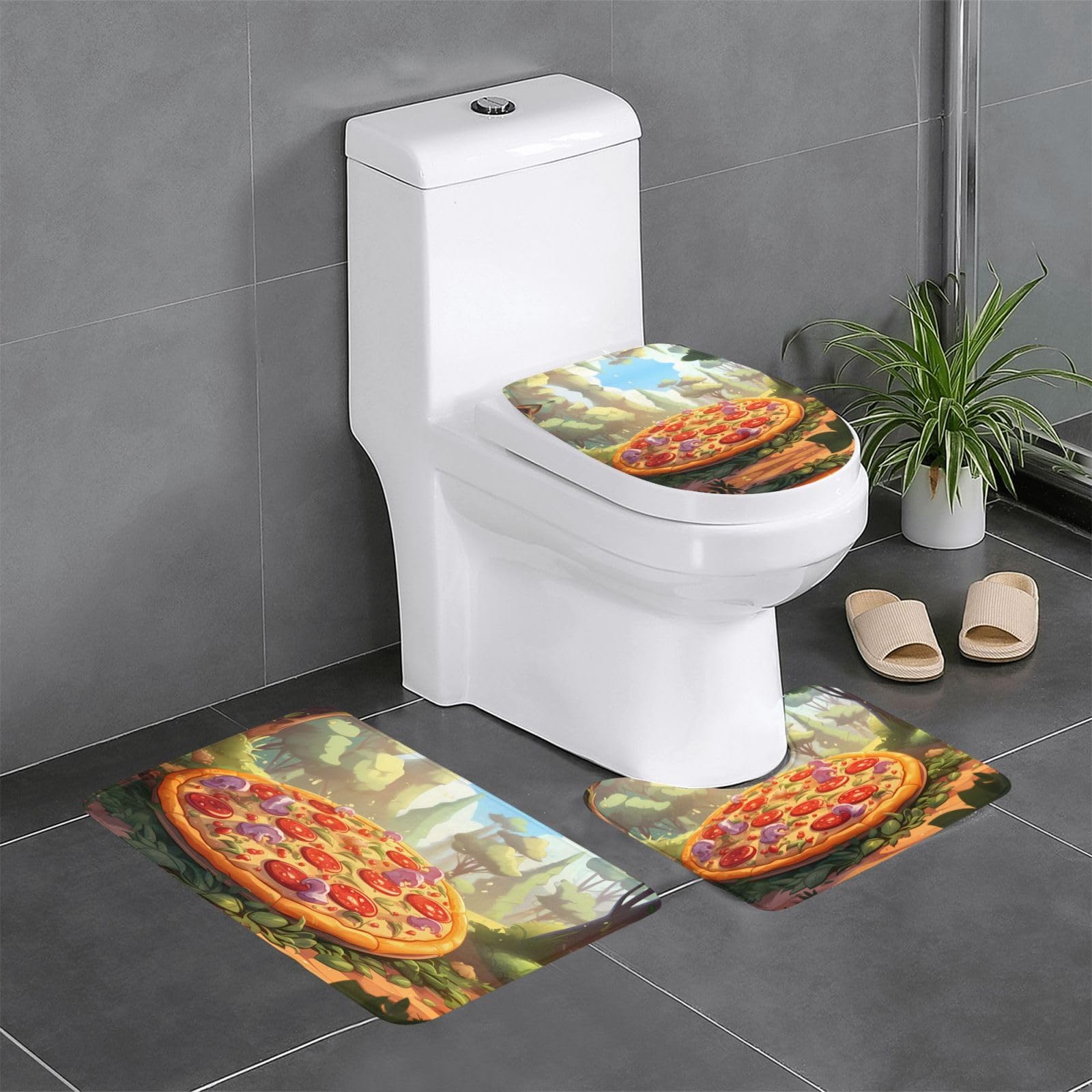 Tapis de salle de bain antidérapants lot de 3 grand format avec absorption maximale pour WC