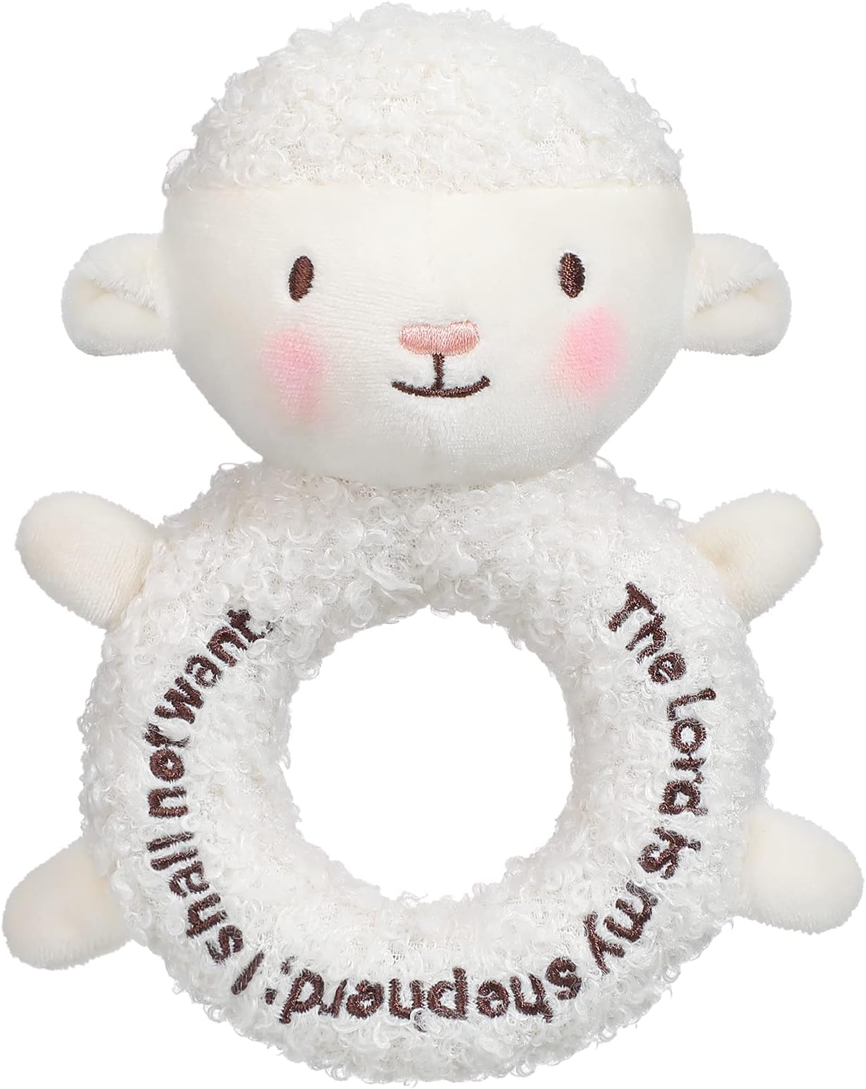 Karenhi Stuffed Animal Little Stuffed Animal Praying Baptism Soft Plush Snuggle God's Toy with Embroidered Religious Gift for Boys Girl Baby Showers Mom's Nursery Decor Doll Toy(Lamb,White)