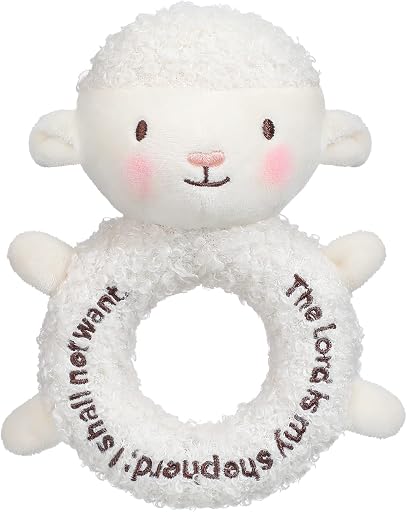 Karenhi Lamb White Stuffed Animal Little Stuffed Animal Praying Baptism Soft Plush Snuggle God's Toy Embroidered Religious Gifts for Boys Girl Baby Shower Mom Barnyard Nursery Decor Doll Toy