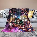 MaeGan Anime Blanket Flannel Fleece Warm Soft Throw Blanket for Couch Sofa Bed Living Room for Adults Children Kids Demon Slayer Anime Blanket Boys and Girls' Blankets Flannel Bedding Sofa Living Room