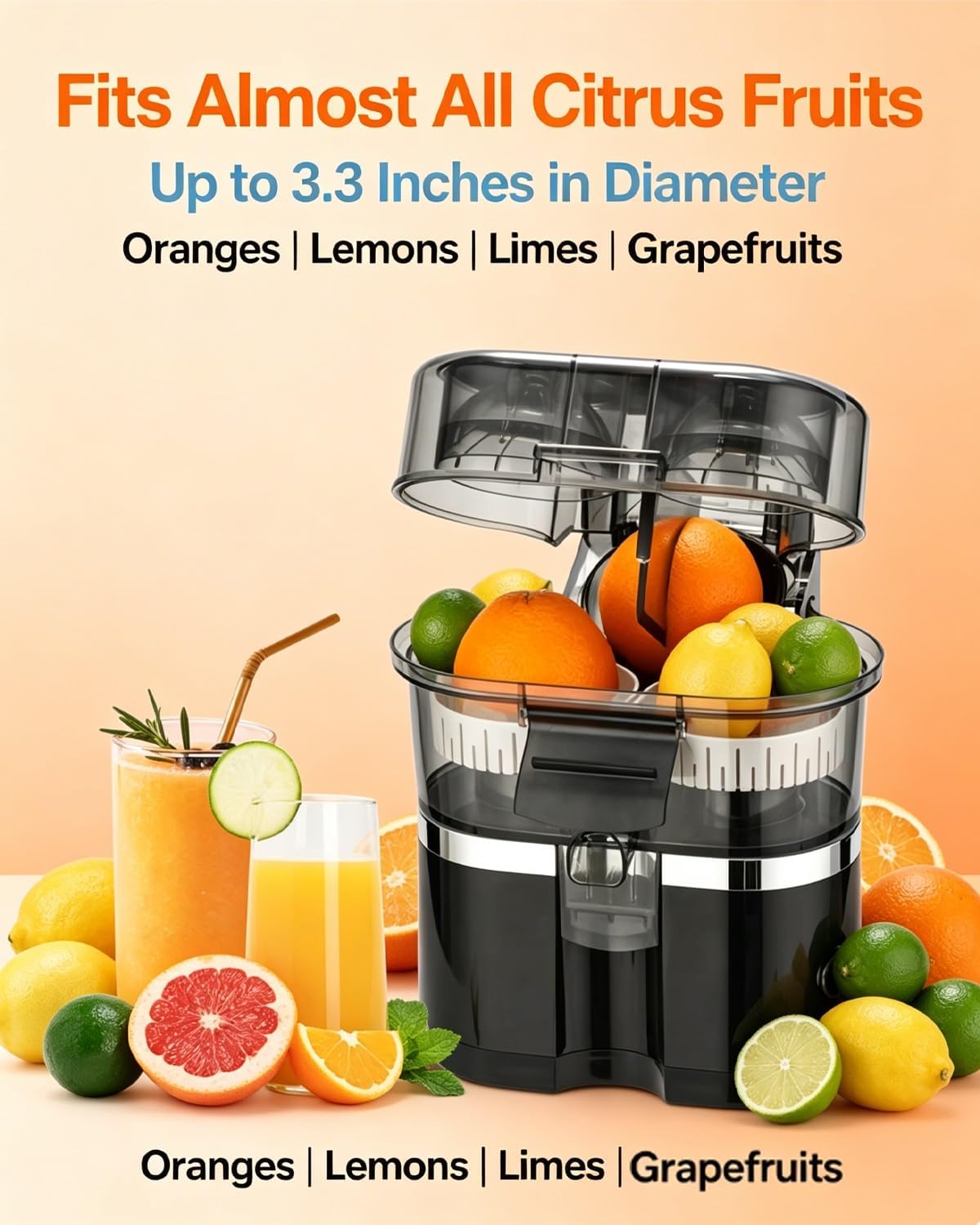 Dual-Head Automatic Citrus Juicer, Orange Juicer Electric, Plug-In Lemon Squeezer with Power Cord, Powerful Lemon Juicers for Home, Kitchen and Daily Drinks, Detachable, Easy to Clean(White)