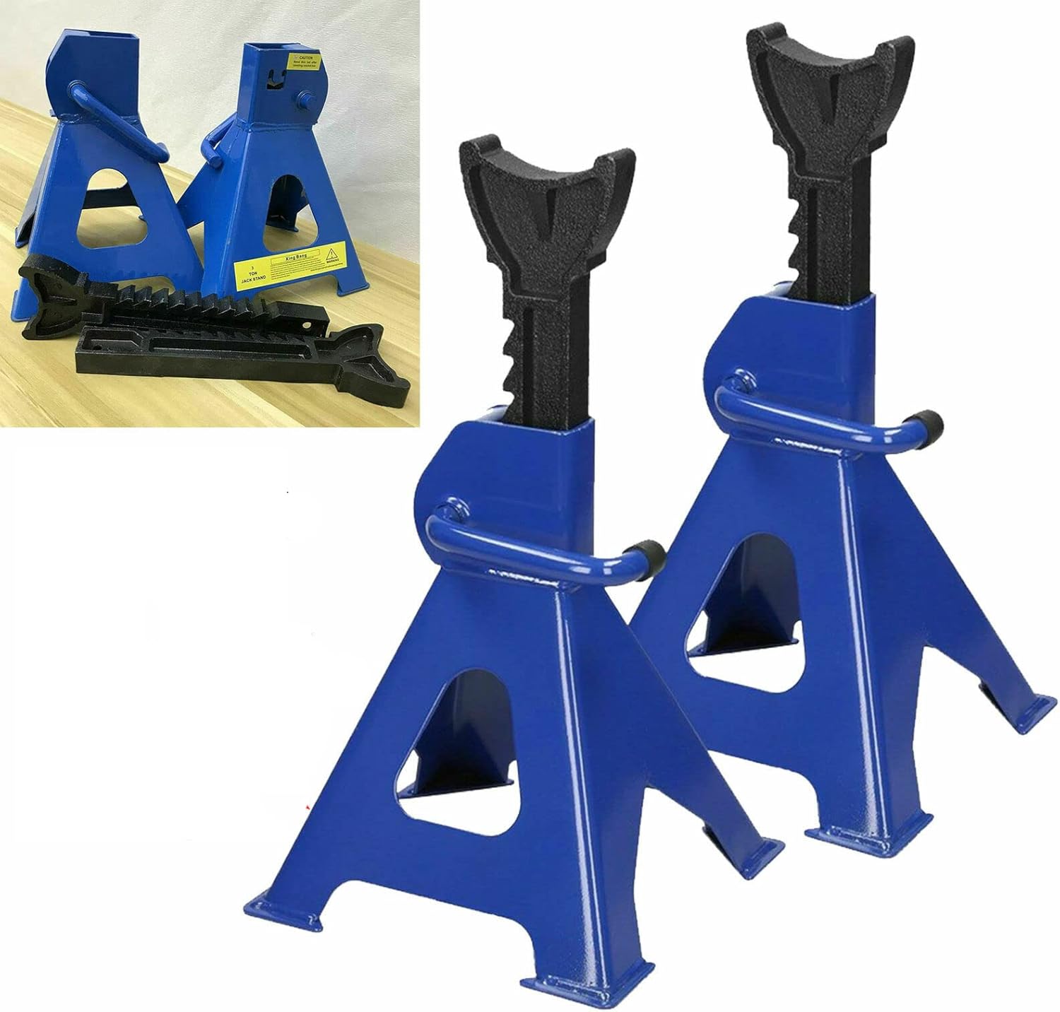 3 Ton Jack Stands Pair, Height Ranges 11.4-16.9inch, Heavy Duty Car Jack Stands 3 Ton Steel Car Lifting Stand Adjustable Jack Stand for Garage Car Repair Maintenance