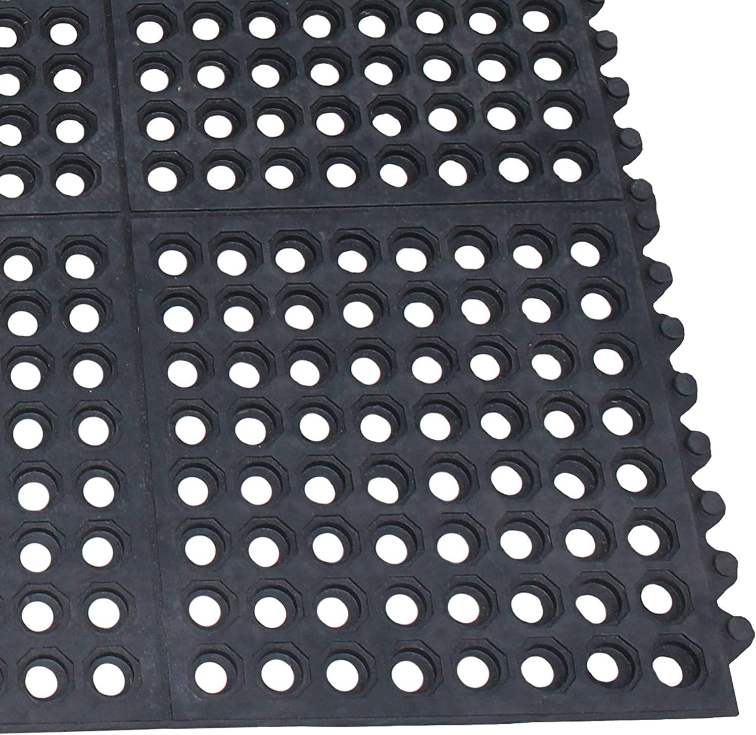 A1HC Restaurant Kitchen Mat Interlocking Rubber Floor Mat Commercial Residential Entrance Door Mat Durable Non-Slip Drainage Mat for Indoor Outdoor Wet Areas, Garage, Patio, High Traffic Areas 36"x36"