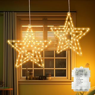 Bigzom LED Sterne Fenster Weihnachtsdeko 75 LED 30CM, Dimmbar Weihnachtsbeleuchtung Batteriebetriebene mit Timer, Weihnachtsdeko innen Aussen für Weihnachten Deko, Fenster, Balkon,Party, 2 Stück