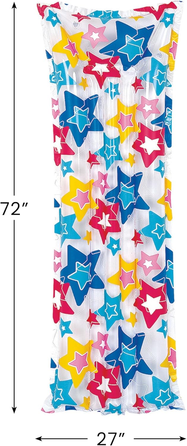 72" Blue and Yellow Star Patterned Inflatable Swimming Pool Raft Float