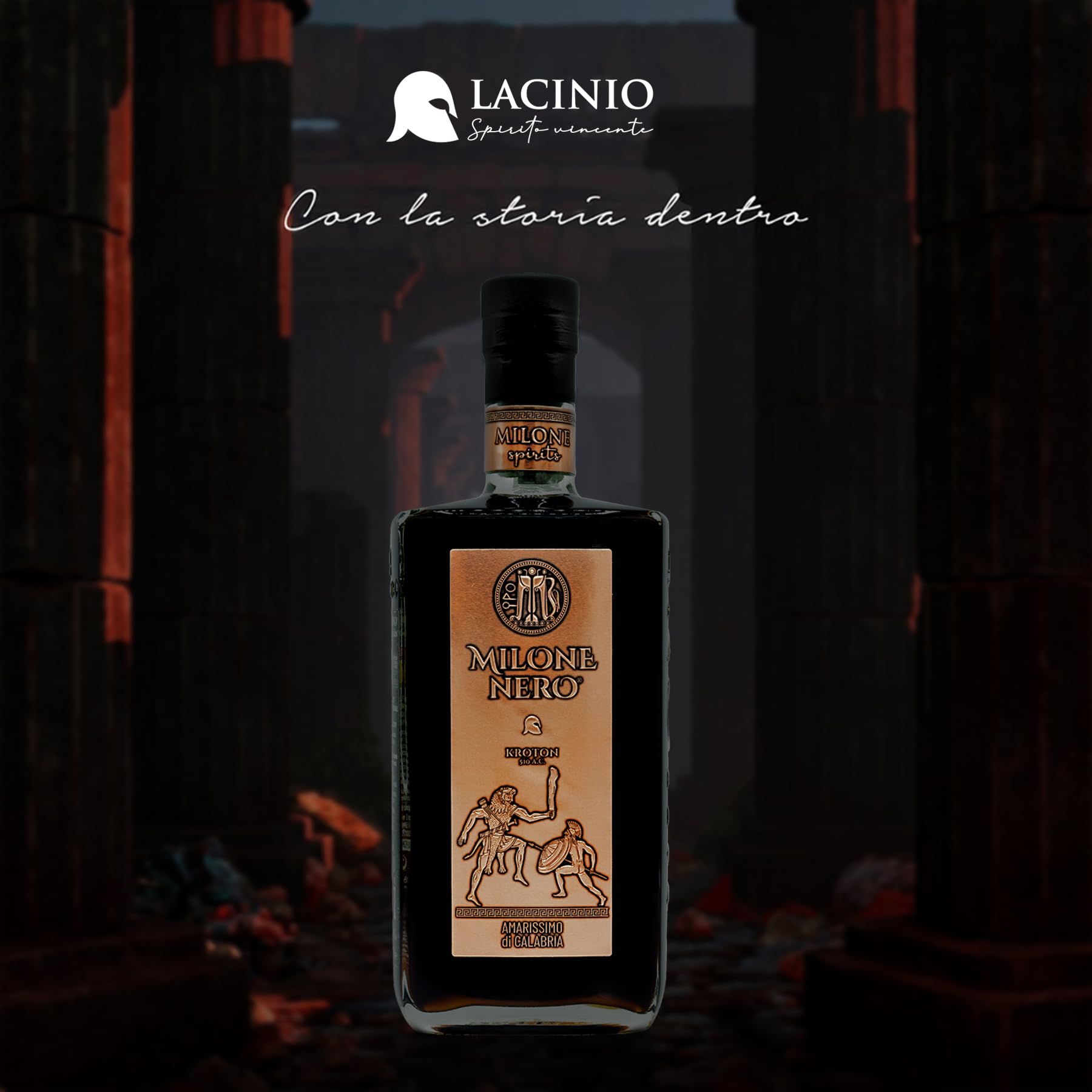Amaro Milone Nero, 70 cl – Amarissimo di Calabria (35% Vol.) – Liquore Artigianale per Palati Esigenti – Premiato per Design e Gusto Intenso