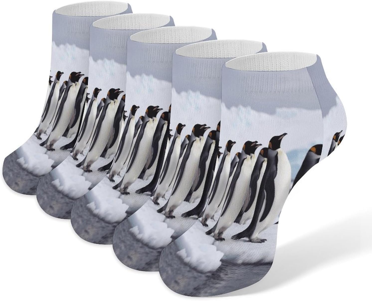 Socks for Men Women 5 Pairs Short Ankle Socks | Antarctica Penguins Low Cut Casual Crew Sock Cute Breathable Athletic Socks Non Slip No Show Sock