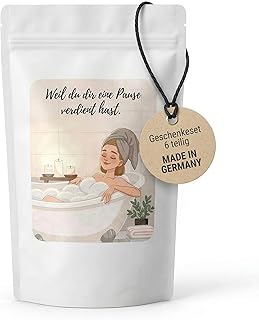 Wellness Geschenkset für Frauen, 6-teilige Geschenktüte mit Badezusatz Duftkerze und mehr, Geschenk für Mama Frau Schwester & Freundin, Entspannung für Damen, Geschenkidee Geschenkbox Geburtstag