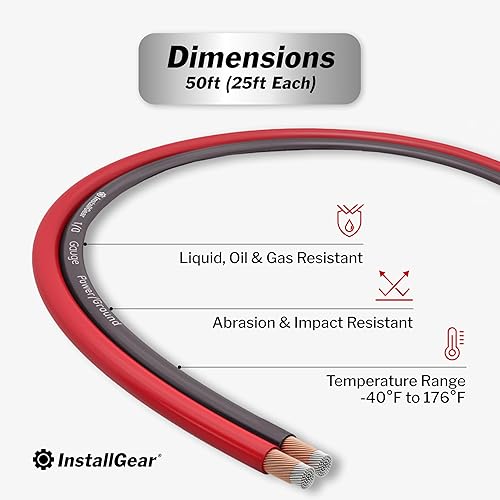 Miniatura 3 de InstallGear 1/0 Gauge Wire (50ft) Copper Clad Aluminum CCA - Battery Cables, Car Amplifier Power and Ground Wire - Automotive, Car Audio Speaker