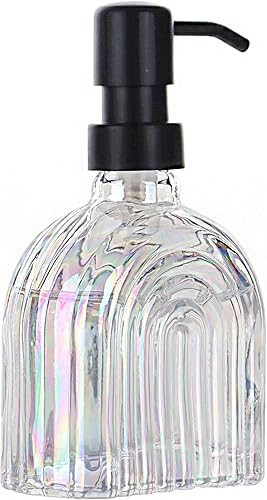 Miniatura 7 de Dispensador de jabón de cocina de vidrio para baño, 9 onzas, dispensador de jabón moderno líquido recargable para jabón de manos, dispensador