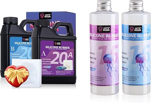Bundle of 15A and 20A Silicone Mold Making Kit-Translucent Silicone Rubber Non-Toxic Liquid Mold Making Silicone
