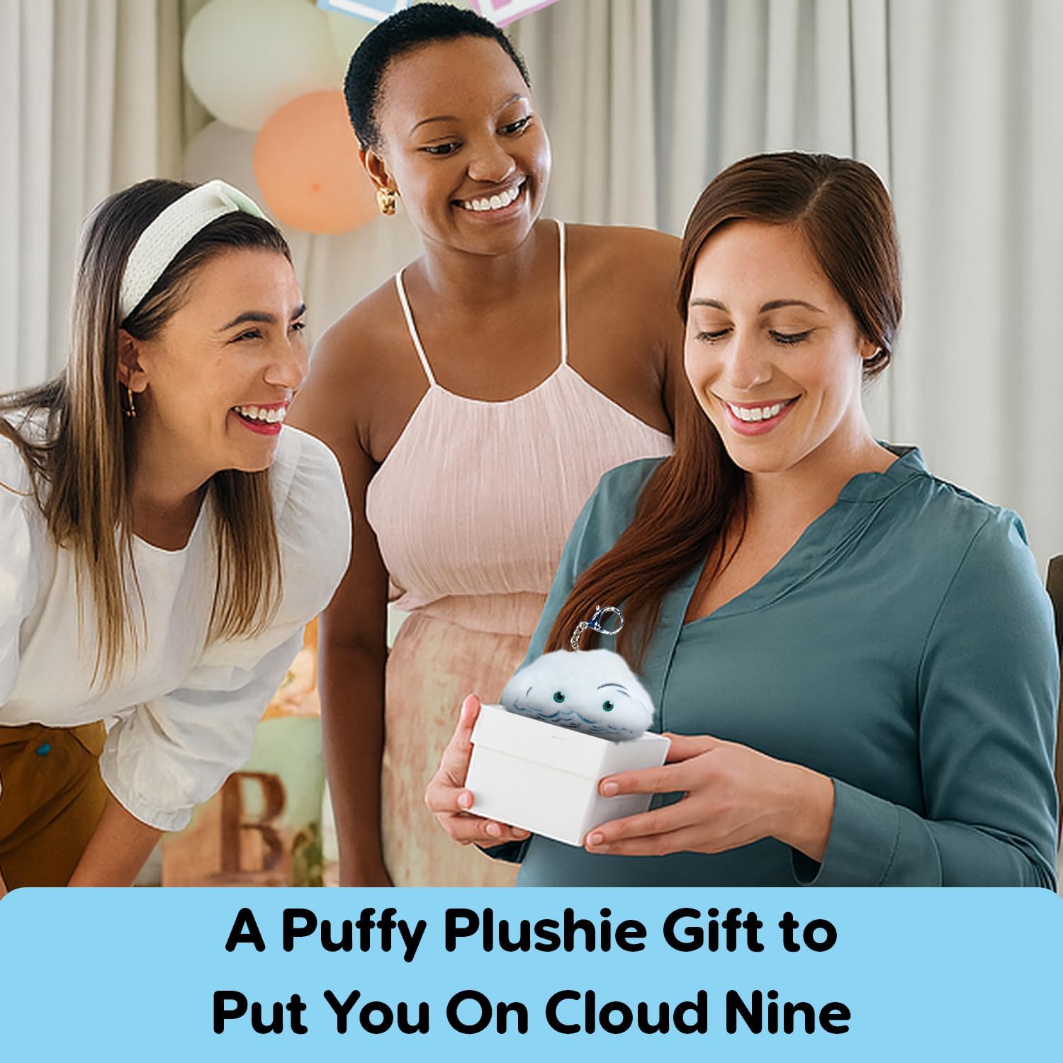 Thunderheads Cumulus Cloud Keychain, Weather-Inspired Plush Bag Charm with Fun Fact Card for Earth Education, Eco-Conscious Science Gift for Families, Cloud Watchers and Nature Fans
