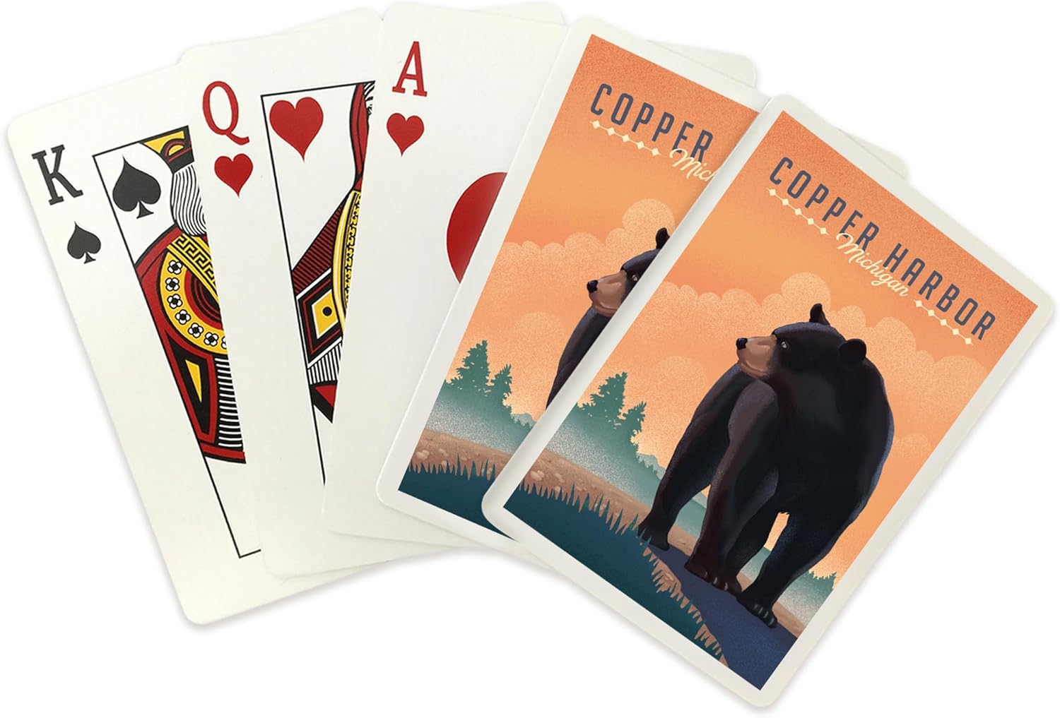 Lantern Press Copper Harbor, Michigan, Black Bear, Lithograph, 52 Playing Cards for Adults, Poker Size Card Deck