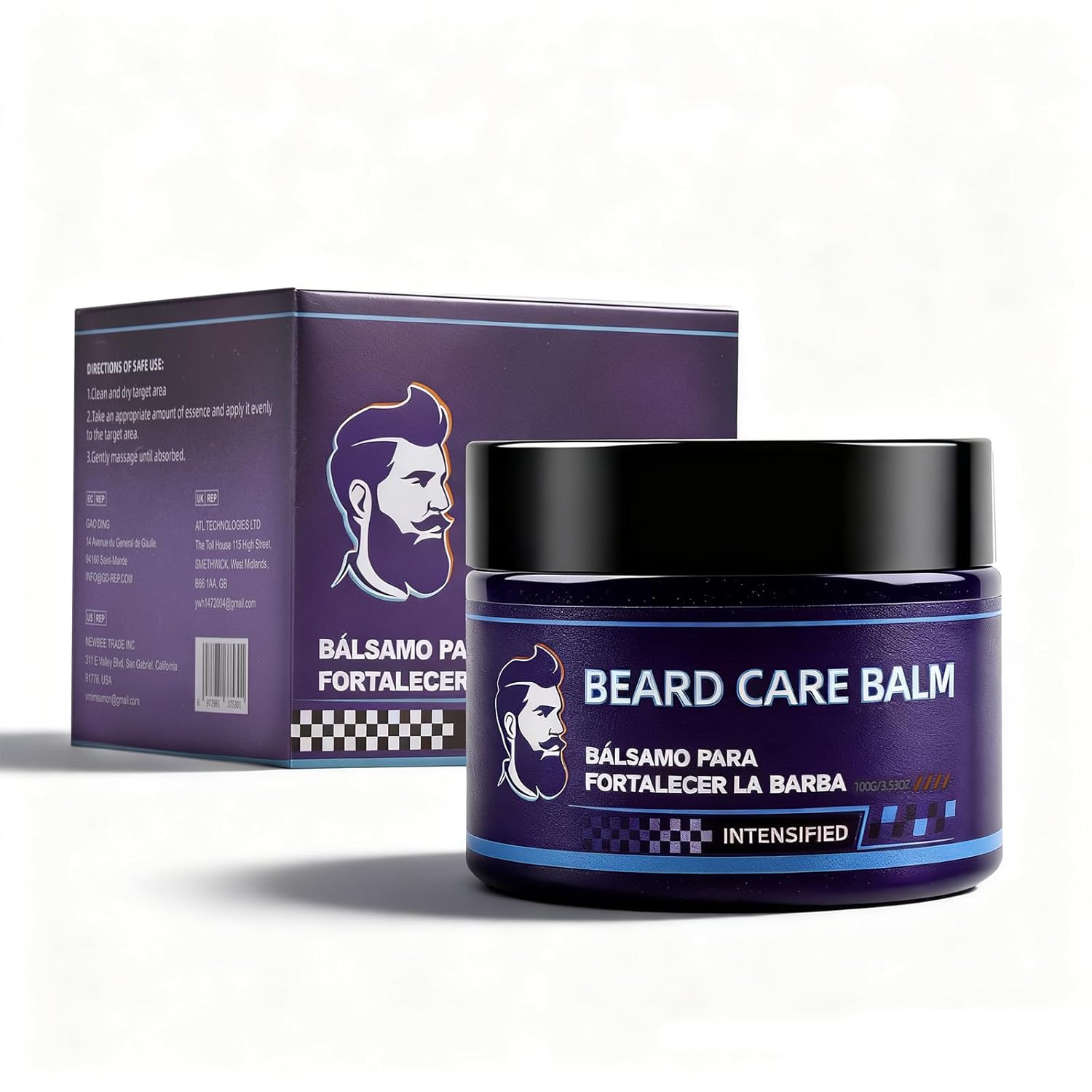 Beard Stimulating Balm, Bálsamo Estimulante de Barba, Ultra Potente Crema Para Barba, Hydrates, Strengthens & Promotes Healthy Beard Growth, Softens, Nourishes, Stimulates Hair Follicles