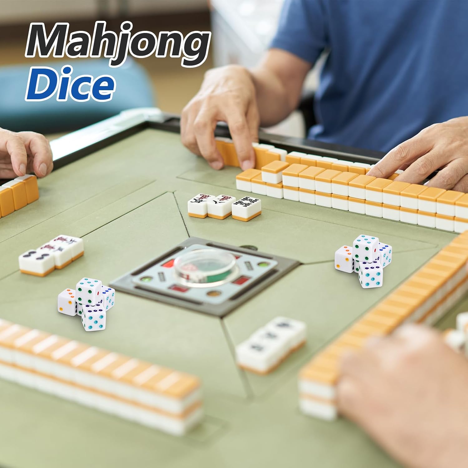 Seenelling 12 Pcs 25mm Large Opaque Jumbo Dice White D6 Dice with Multicolor Pips for Casino, Craps, Table Games and Board Games