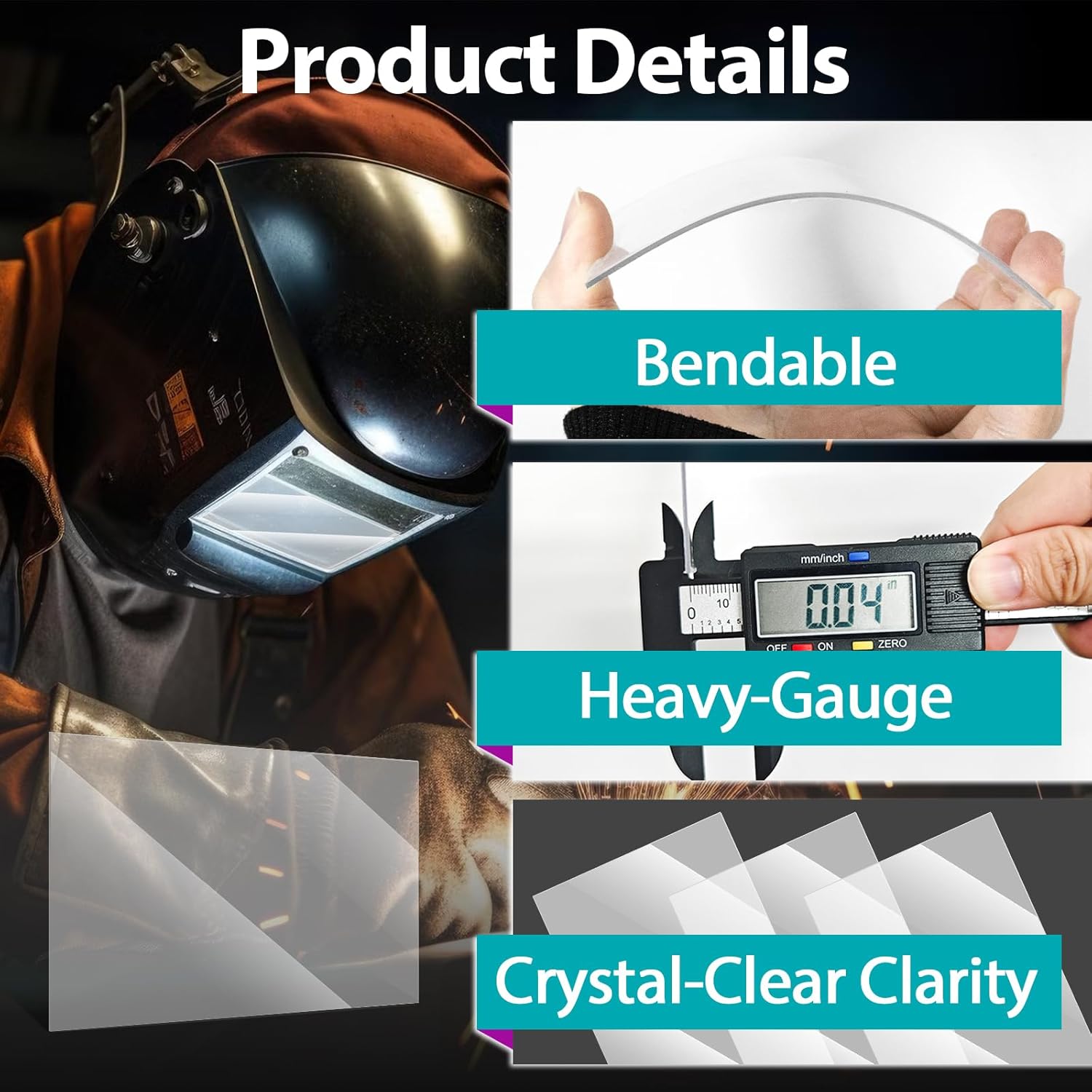 20 Pcs 216327 Inside Cover Lens Replacement Compatible with Miller, Digital, T94 and Titenlum 9400/9400i/9400XL Welding Helmets, Flexible & Long-lasting, Clear