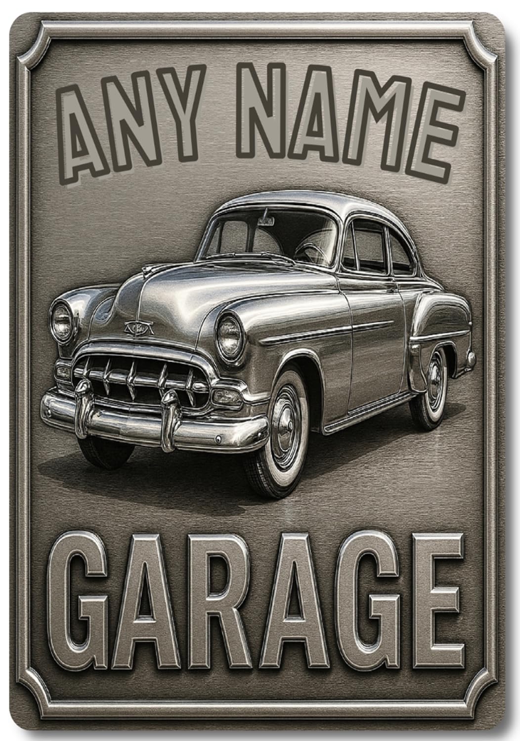 Custom Garage Sign, Vintage Cars Wall Art Aluminium Plaque