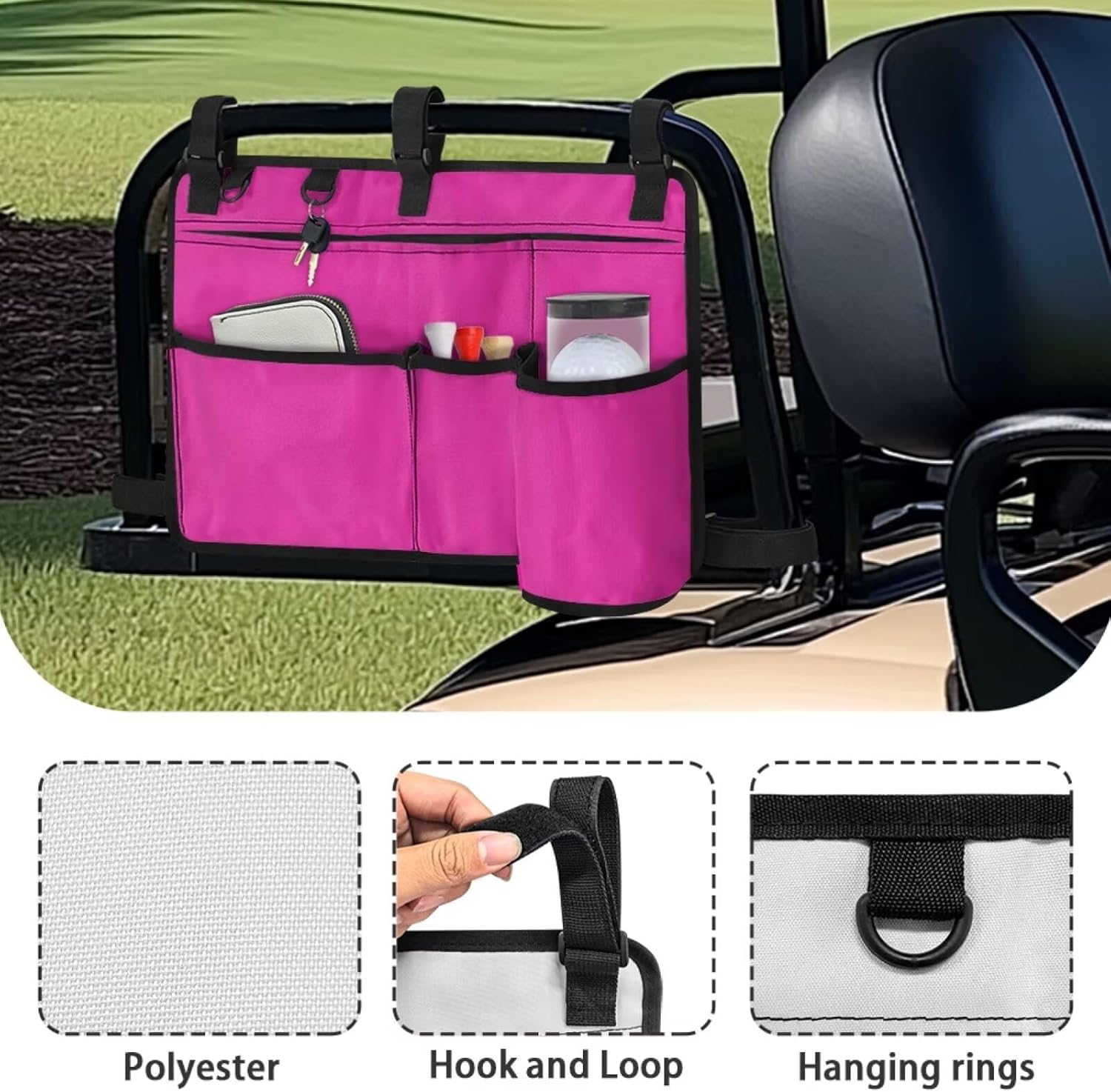 Solid Golf Cart Rear Seat Organizer Universal Storage Bag Large Capacity Golf Cart Accessories
