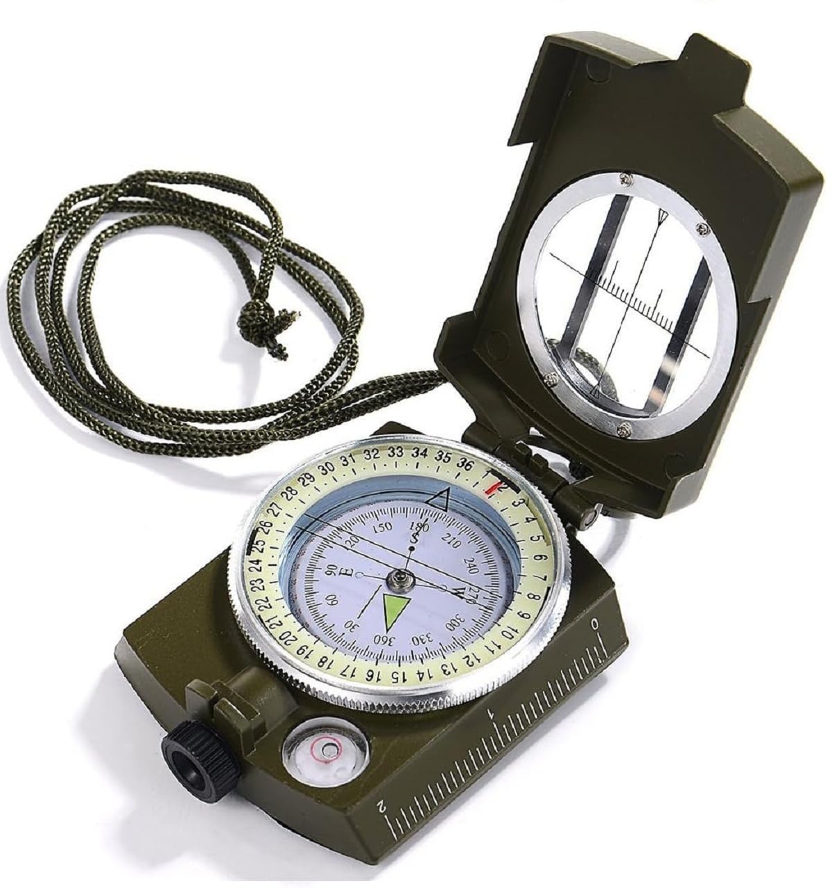 Eidyer Compass Waterproof Shockproof Hiking Military Navigation Compass with Pouch Lanyard, Zinc Alloy Material Fluorescent Design for Camping Hiking Travel