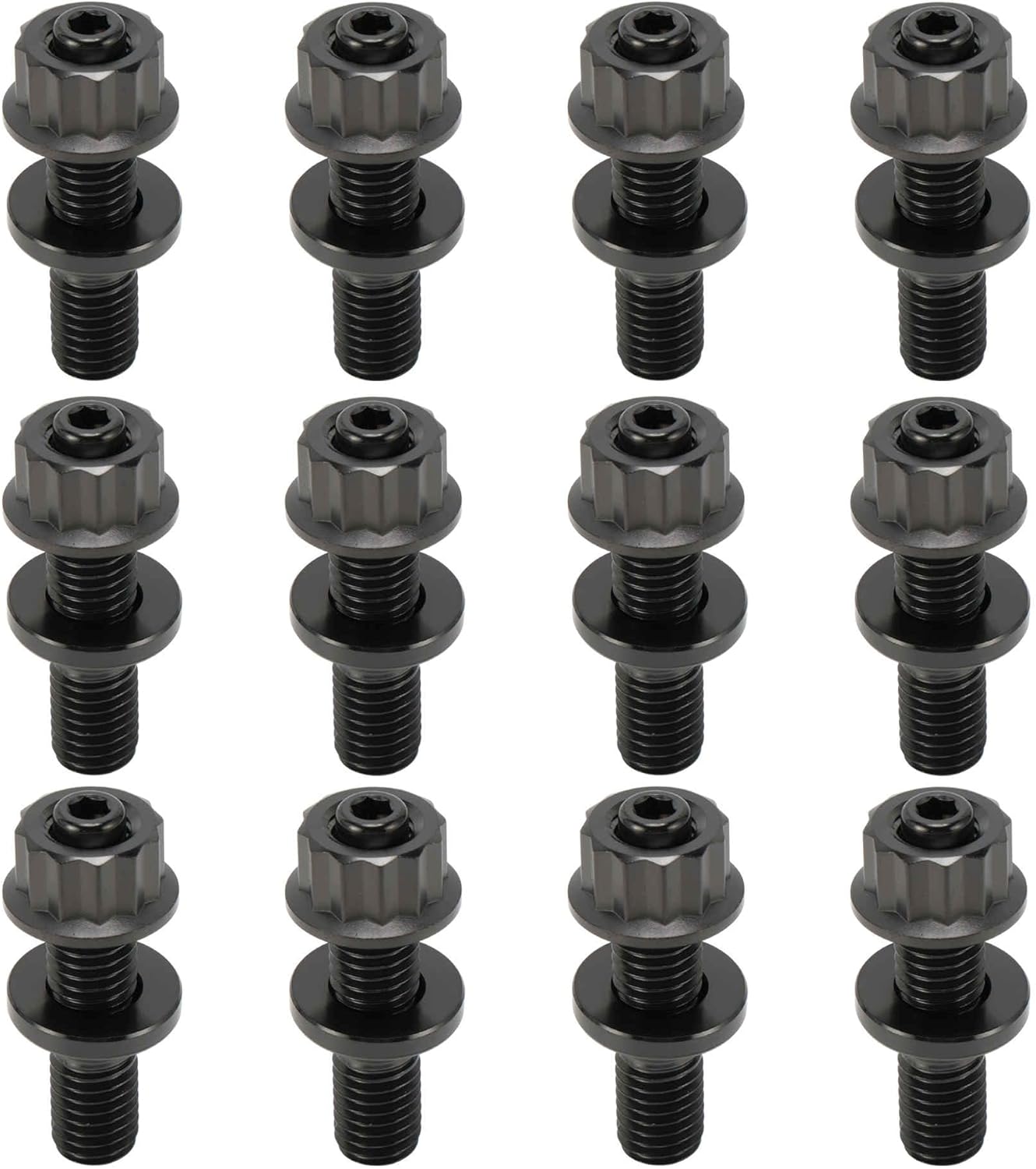 12 Set Titanium Alloy Exhaust Manifold Bolt M10 X 45mm Pitch 1.5 Exhaust Manifold Stud Kit Screws Nuts Washers Black