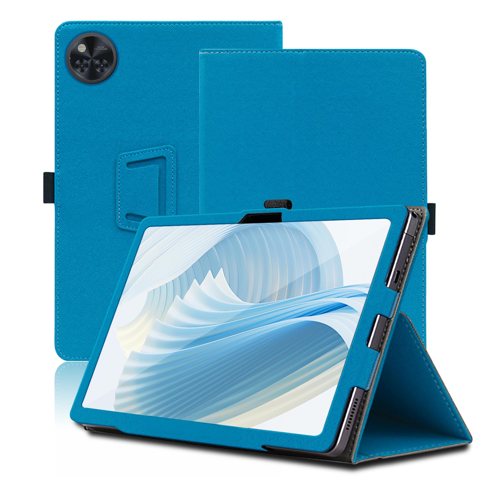 Protective Case For Doogee Tab A9/A9Pro Tablet 10.1 Inch 2025, Yystao PU Leather Protective Case Compatible With Doogee Tab A9/A9Pro 10 Inch Tablet - Hand Strap, Azure Blue