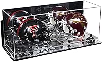 Vista 180 de Better Display Cases Acrílico 2 Mini casco de fútbol (no tamaño completo) vitrina con base de césped transparente (V46/A019)