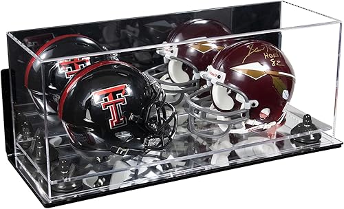 Miniatura 180 de Better Display Cases Acrílico 2 Mini casco de fútbol (no tamaño completo) vitrina con base de césped transparente (V46/A019)