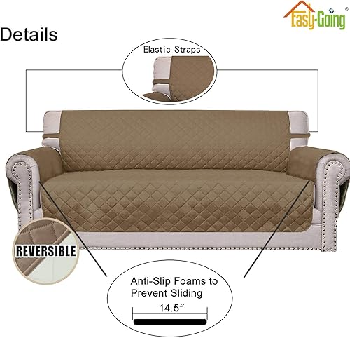 Miniatura 65 de Easy-Going - Funda reversible sobredimensionada para sofá de 3 cojines, protector de muebles resistente al agua con tubos de espuma para perros Gris