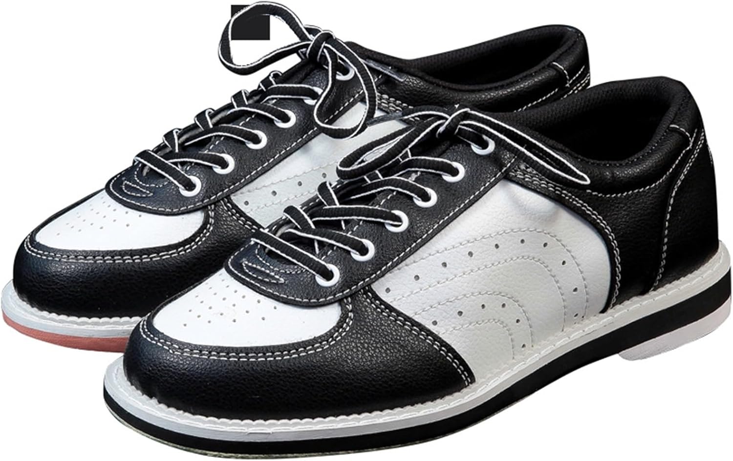 DHAEY Men's Bowling Shoe High Performance Comfort Bowling Sneakers Breathable Non-Slip Wear-Resistant Men's Basic Athletic Lace Up Bowling Shoes (Color : Black and White, Size : 7 Women/5.5 Men)