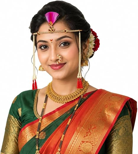 Maharashtrian Wedding Bashing Set - Bashing for Weddings Bashing Pair - 1.5 x 7 Inches | Ganesh &amp; Saraswati Designer Munda...