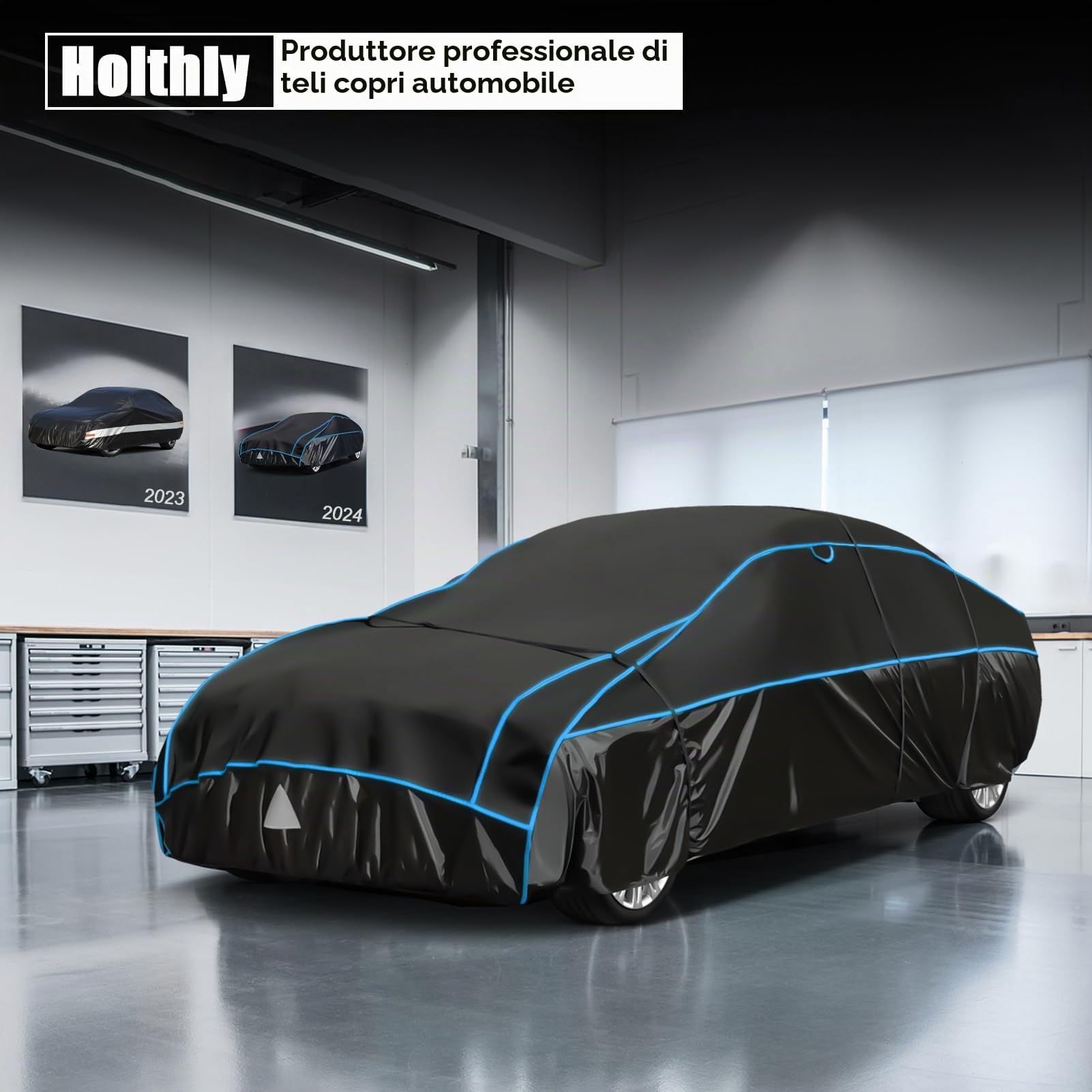 Telo Copriauto Antigrandine, Holthly Copertura Impermeabile Anti UV Vento Antipolvere, Copri Protezione Grandine Adatto per Coupé/Berlina Fino 420 a 450 cm 3M