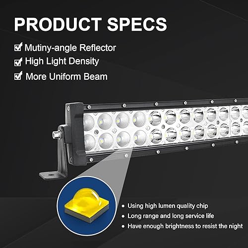 Miniatura 4 de SKYWORLD Barra de luz LED, 52 pulgadas, 300 W, doble fila, recta, barra LED 6000 K, IP67, impermeable, combo de inundación de puntos, trabajo