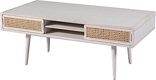 Boraam Cambria Coffee Table - Zebrano Whitewash/Natural Cane