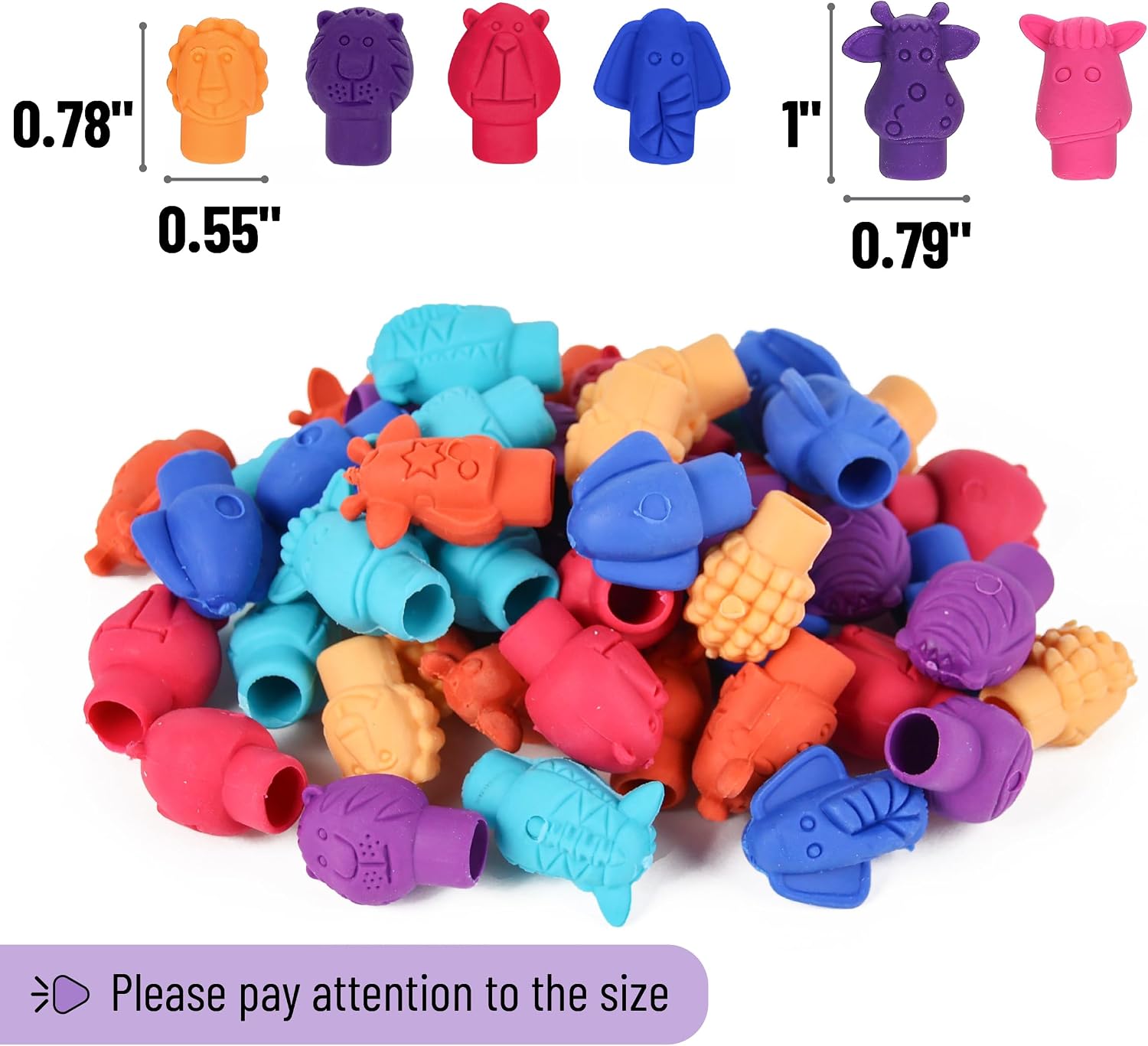 Mr. Pen- Animal Pencil Top Eraser, 60 Pack, 6 Assorted Styles image 3