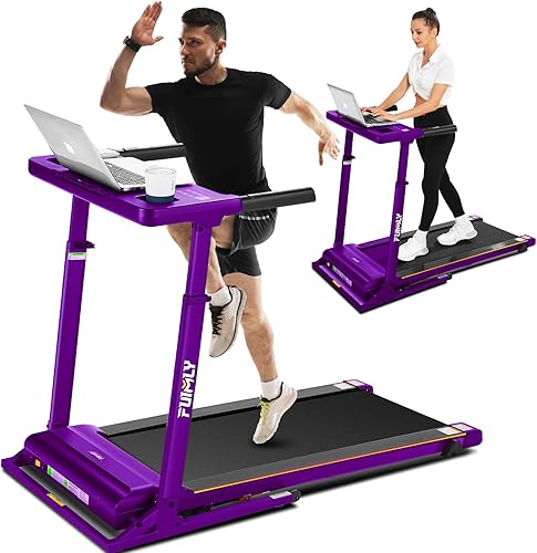 Miniatura 10 de Cinta de correr inclinada al 15% con estación de trabajo de escritorio, motor de 3.5 HP, capacidad de 450 libras, cinta de correr plegable Bluetooth