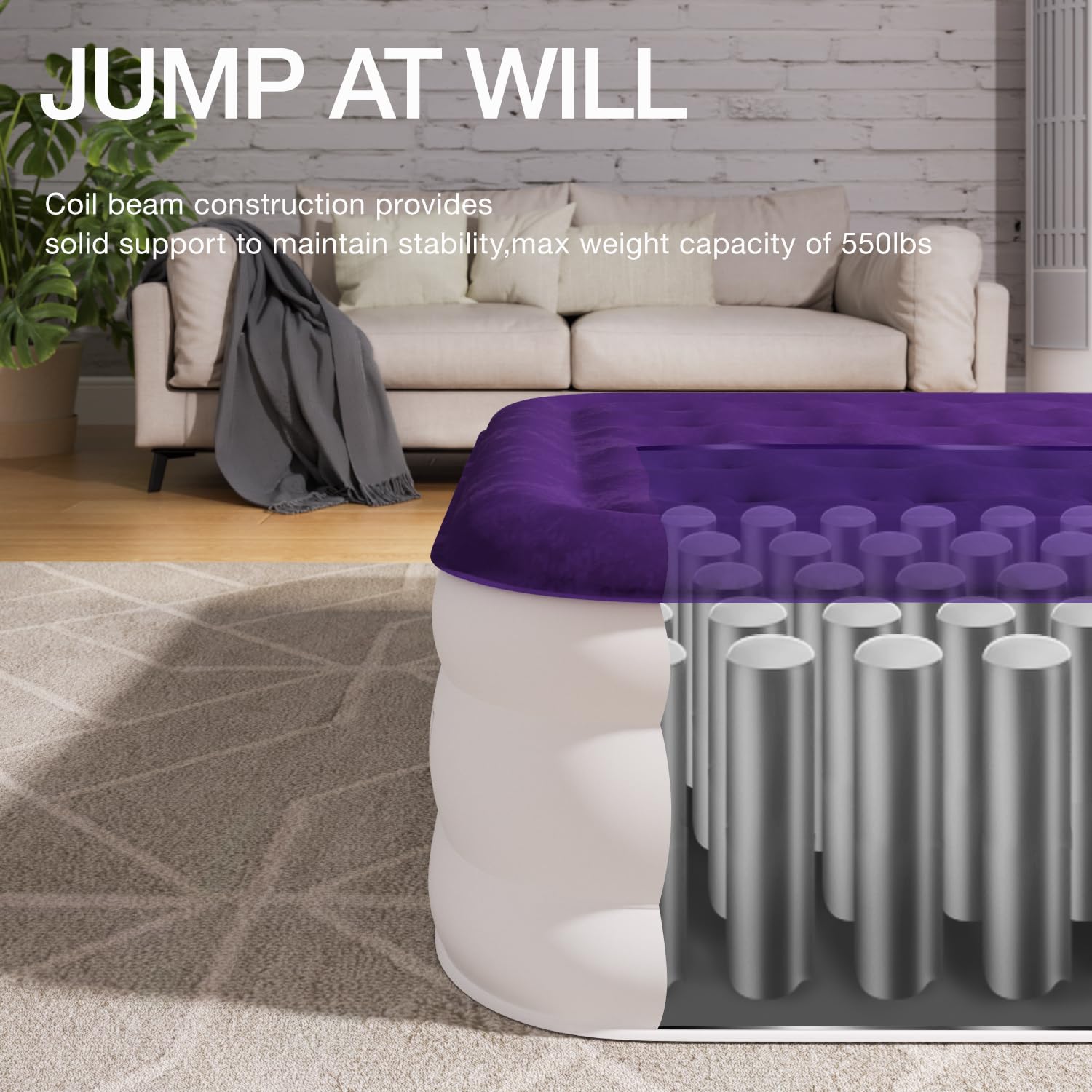 Matelas Gonflable Simple 190x99cm | Pompe Intégrée | 300kg Charge Max | Pour Maison Et Camping
