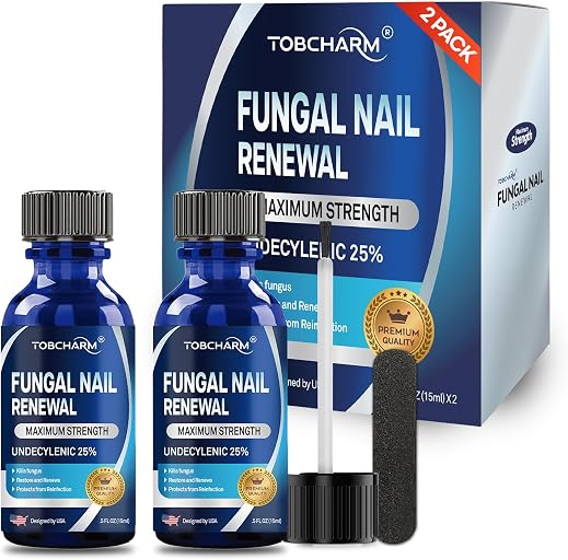 Toenail Fungus Treatment Extra Strength with 25% Undecylenic Acid & Tea Tree Oil, Nail Fungus Treatment for Toenail & Fingernails, Antifungal Nail Treatment for Damaged Nails and Thick Toenails- 2Pcs