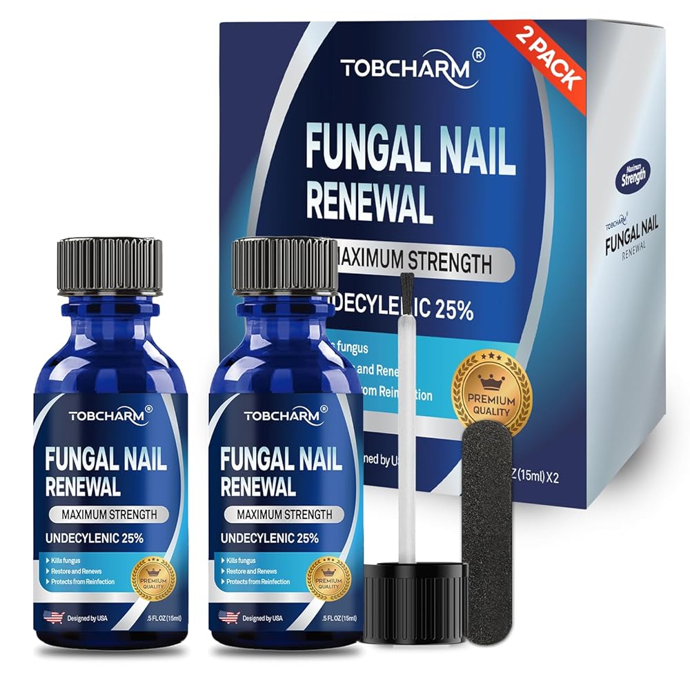 Toenail Fungus Treatment Extra Strength with 25% Undecylenic Acid & Tea Tree Oil, Nail Fungus Treatment for Toenail & Fingernails, Antifungal Nail Treatment for Damaged Nails and Thick Toenails- 2Pcs