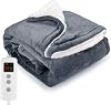 Heated Blanket Electric Throw 160x130CM, 10 Levels &1-9H Timer Auto-Off, Machine Washable, Soft Flannel Sherpa Full Body Warming, Sofa Bed Office Use, Heating Blanket -