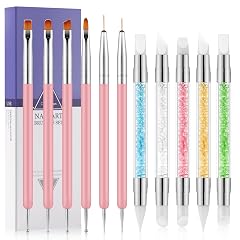 11PCS Nail Art Brushes Nail Dotting Tools Double Ended Tipped Silicone Nail Tools Gel Polish Brush Liner Brush