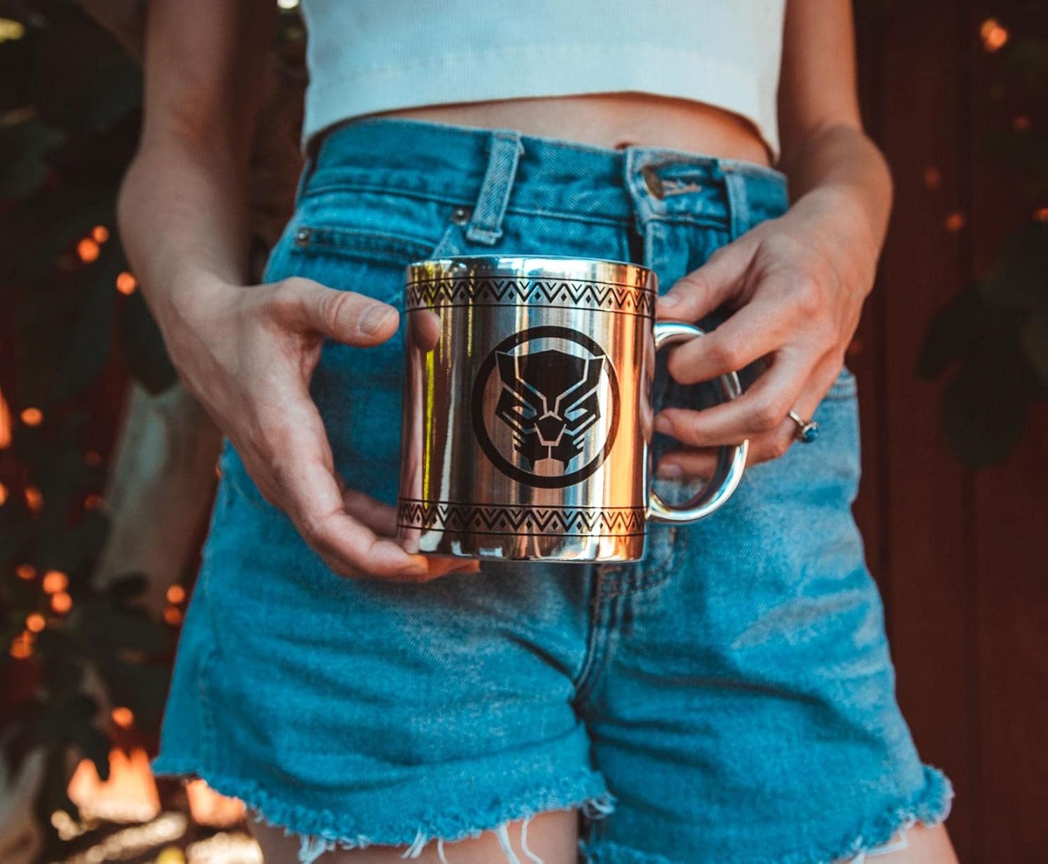 Silver Buffalo Marvel Studios Black Panther Tribal Borders Electroplated Ceramic Coffee Mug | Cup For Espresso, Tea, Beverages | Holds 20 Ounces