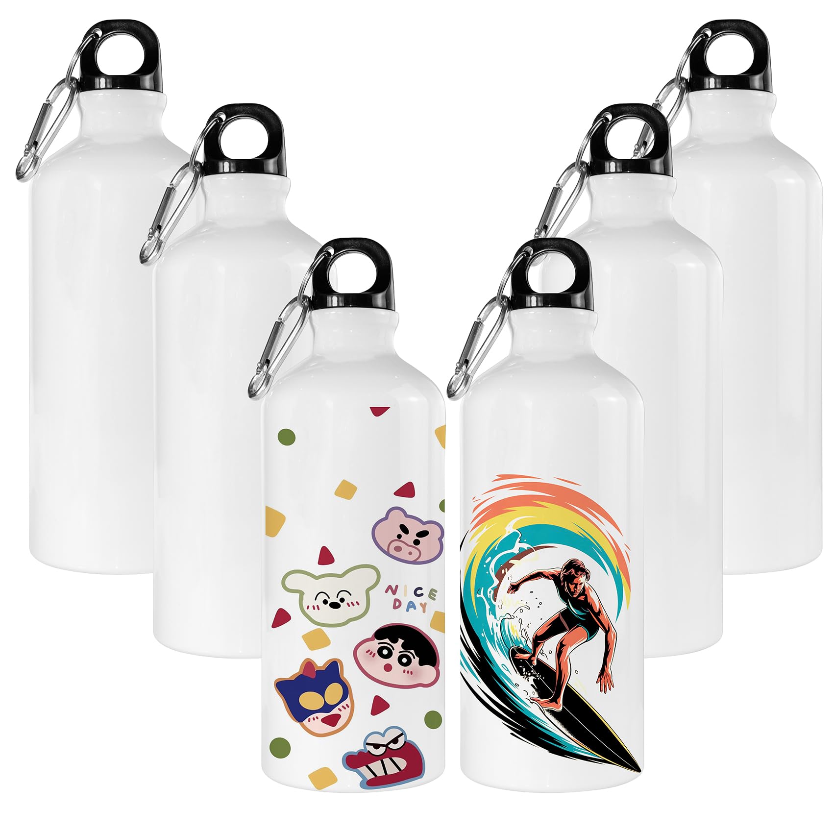 MR.R 6PCS 20oz 600ml Sublimazione Bianco Vuoto Alluminio Sport Bottiglia per la Stampa a Sublimazione