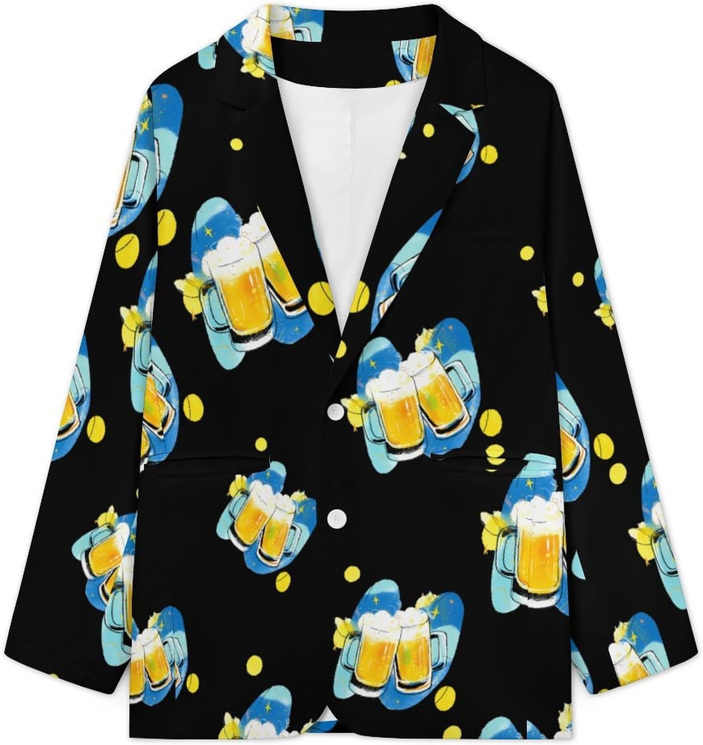 Beer Mugs Drinking Suits Blazer for Men Business Tuxedo Jacket Buttons Sport Coat