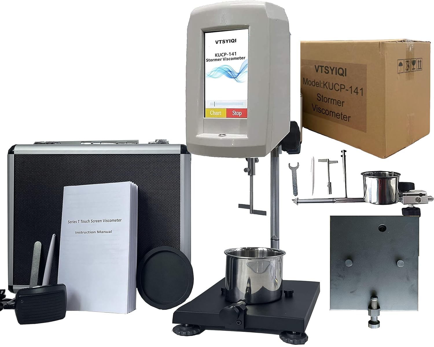 Stormer viscometer Viscosity Tester Viscosity Meter Paint Ink Viscosity Meter with 5 inch Colorful Touch Screen KU Value Digital rotational viscometer Rotary visometer