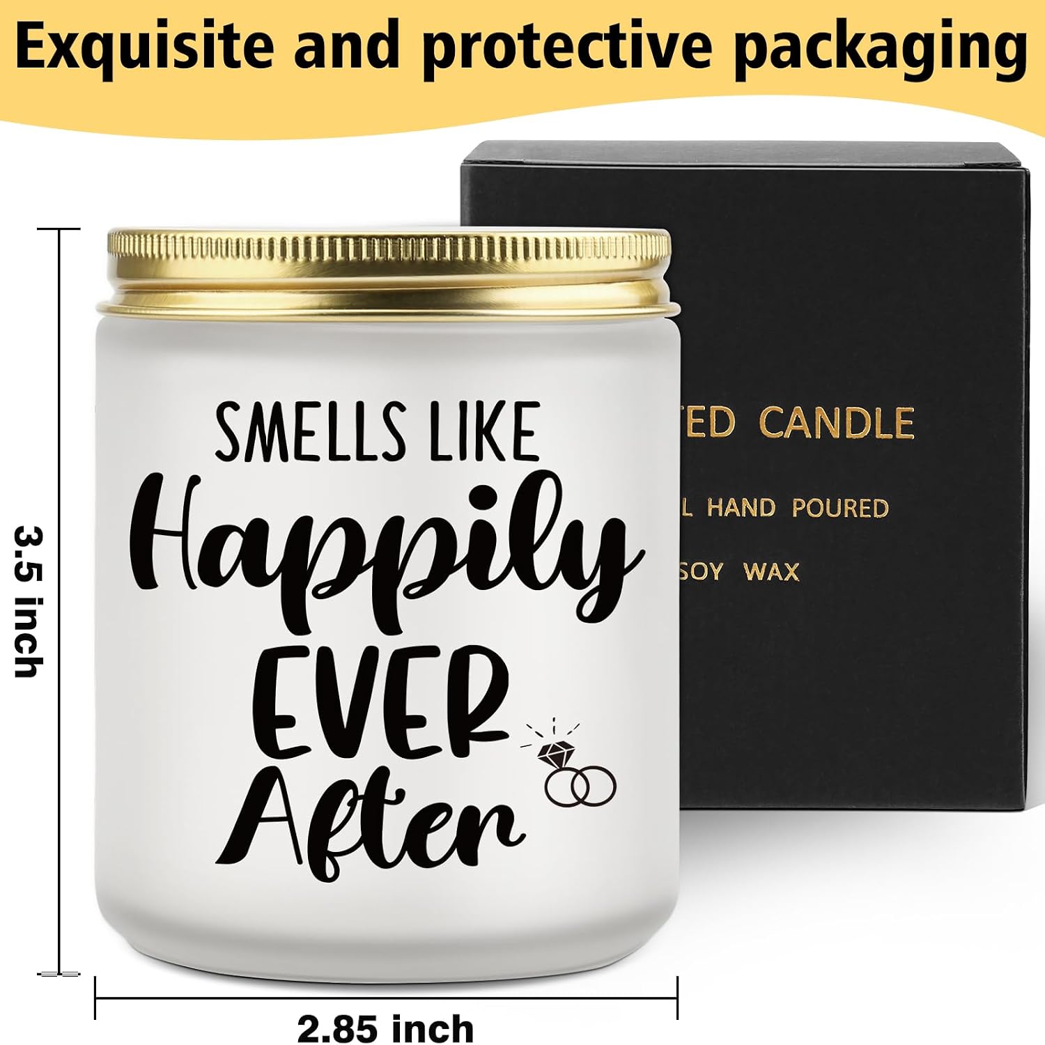 AWIZ Wedding Gift, Happily Ever After Candle Gifts for Bride, Newlywed, Fiancé Gifts, Bride Groom Couple Presents, Engagement, Bridal Shower, Anniversary Present, Housewarming Gift, Wedding Favor