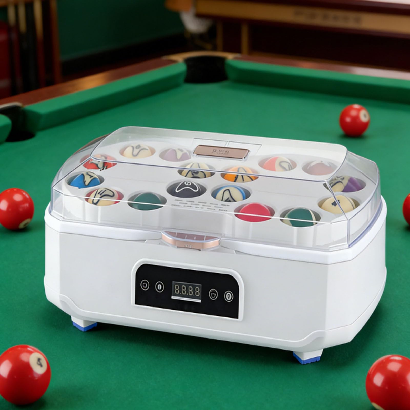 BOOZXCV Automatic Billiard Ball Cleaner Machine-Upgraded Dual-Motor Pool Ball Cleaner For 16/22 Balls,Pool-Ball Polisher With Lcd Touch,Wool Felt,Cooling Fans,Dual Fuses For Clubs/Home (NoDrying)